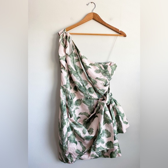 Significant Other Linen One Shoulder Safari Dress Tropical Wedding Resort Sz 10 - Picture 9 of 13